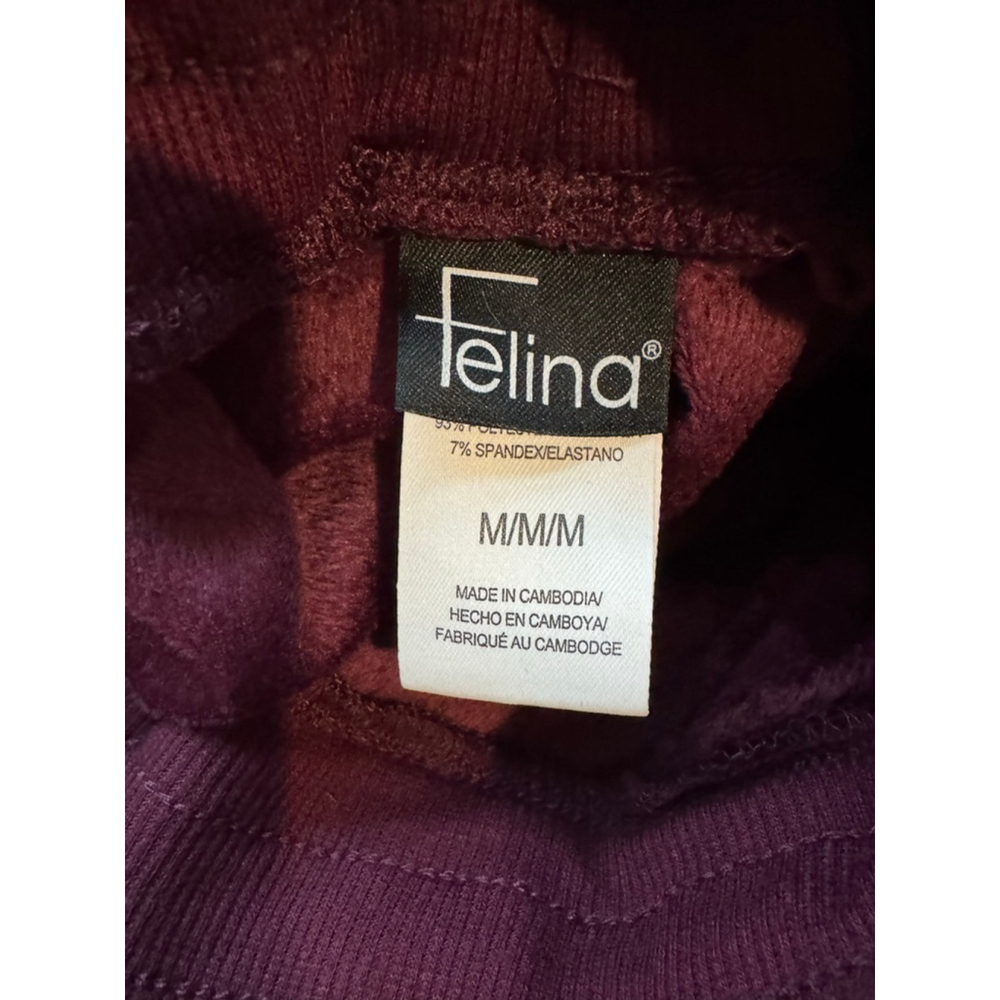 Felina | Women's Luxe Velour Zip Hoodie Track Pants & Joggers | Color-Fig Size M - Picture 9 of 11